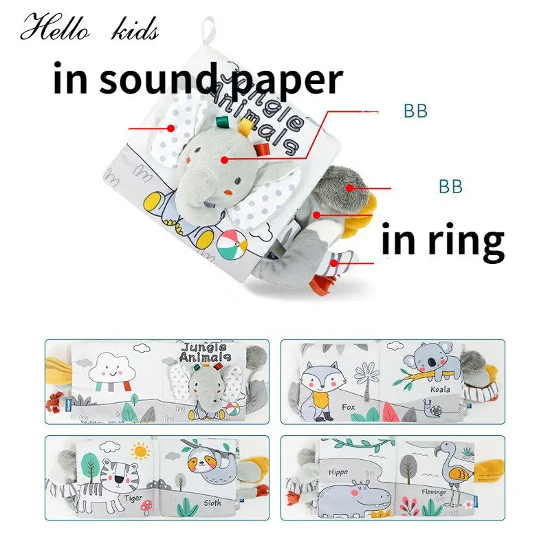 Toys Animals Soft Learning Educational cloth book