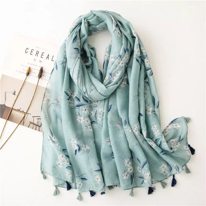 New Fashion Summer Women Scarf Bohemia Flower Beach Hijab Shawls and Wraps Female Foulard Echarpe Designer Pashmina Bandana