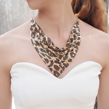 Shining Metal Slice Leopard Choker Necklaces