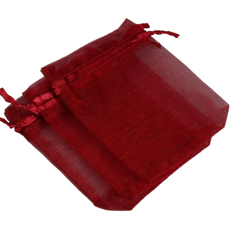 50/100pcs/lot Organza Gift Bag For Jewelry 24 Colors Drawstring Pouches For Wedding Candy Gift Bags Jewelry Packing