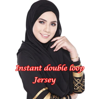 Muslim Jersey Hijab Scarf Women Double Loop Instant Scarf Femme Musulman Islamic Headscarf Cotton Shawl Wrap Bandana 180*85cm