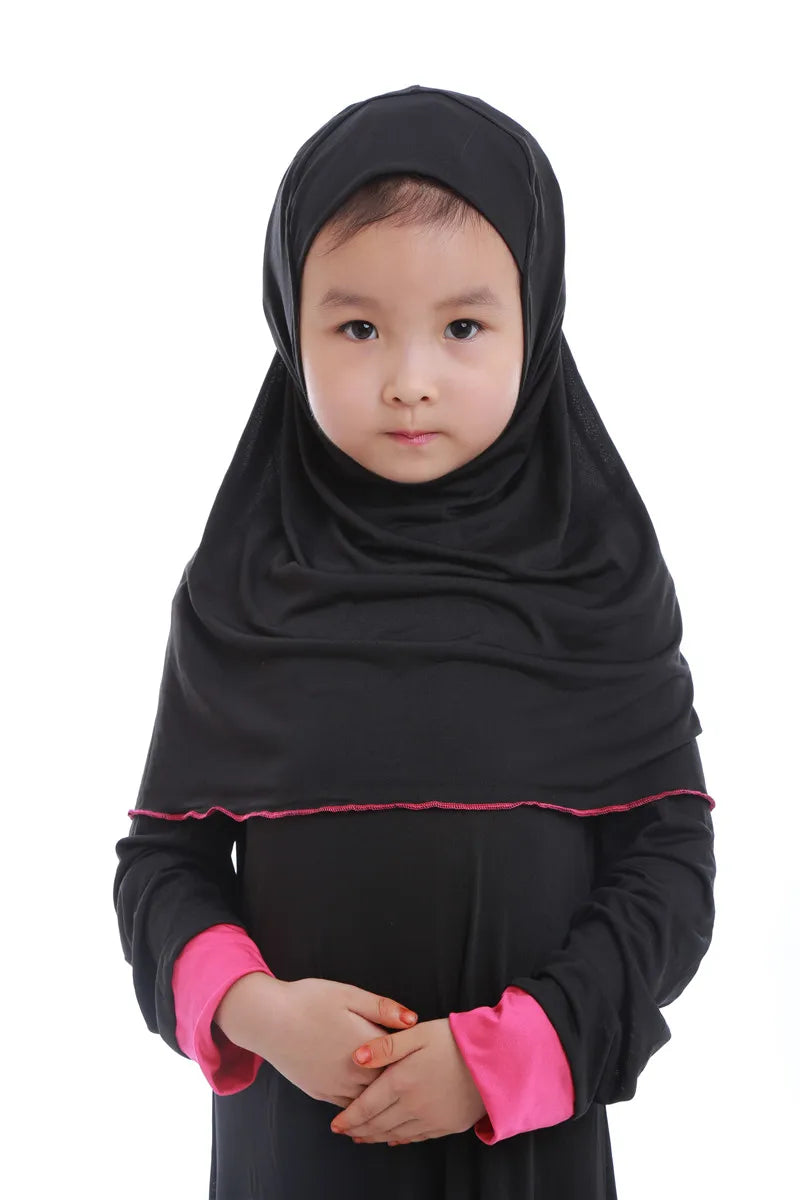 Muslim Children Girls Prayer Dress 2 Pieces Hijab Abaya Ramadan Sets Arab Kids  Headscarf Long Robe Islamic Party Gown