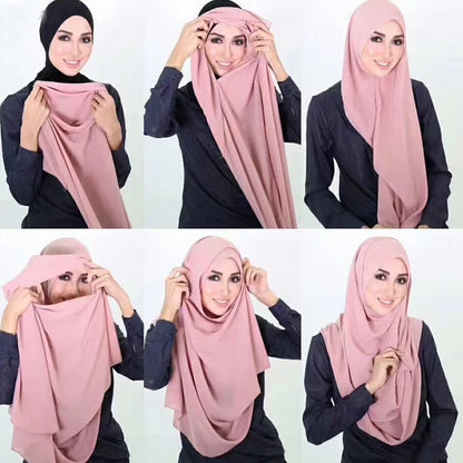 Muslim Jersey Hijab Scarf Women Double Loop Instant Scarf Femme Musulman Islamic Headscarf Cotton Shawl Wrap Bandana 180*85cm