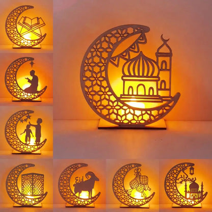 Moon Wooden Craft EID Mubarak Decor Ramadan Decoration Ramadan Lantern Ramadan Kareem Islamic Muslim Eid Al-fitr Decor Supplies