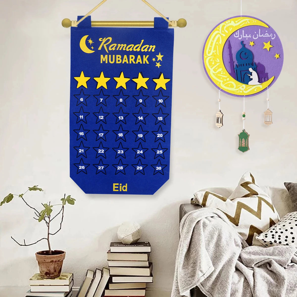 Ramadan Countdown Felt Calendar Eid Mubarak Decorations For Home Islamic Muslim Party Decor Ramadan Kareem Eid Al Adha Kid Gifts