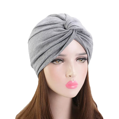 Muslim Women Elastic Cotton Turban Hat Bohemian style twist turban Chemo Beanie Cap Scarf Headwear Headwrap Hair Loss Cover