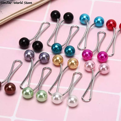 12pcs Lady Muslim Scarf Hijab Clips Pearl Scarf Brooch Pin Shawl Scarf  Head Scarf Holder