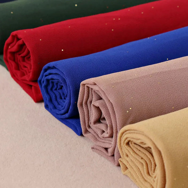 NEW Women Gold Chiffon Solid Color Muslim Head Scarf Shawls and Wraps Pashmina Bandana Female Foulard Ladies Hijab Stores