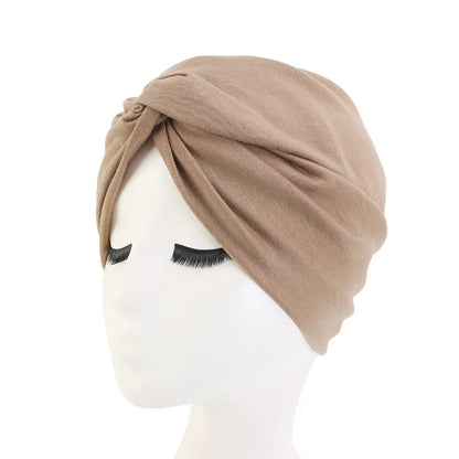 Muslim Women Elastic Cotton Turban Hat Bohemian style twist turban Chemo Beanie Cap Scarf Headwear Headwrap Hair Loss Cover