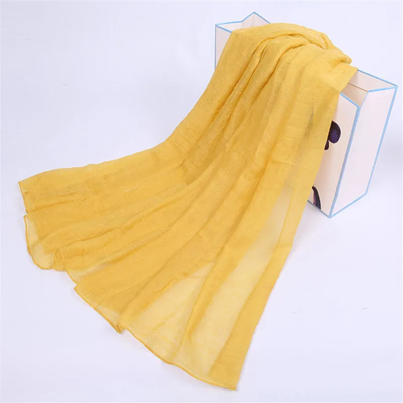 2023 Fashion Women Cotton Solid Scarf Summer Pashmina Shawls and Wraps Long Soft Female Foulard Muslim Hijab Stoles Head Scarves