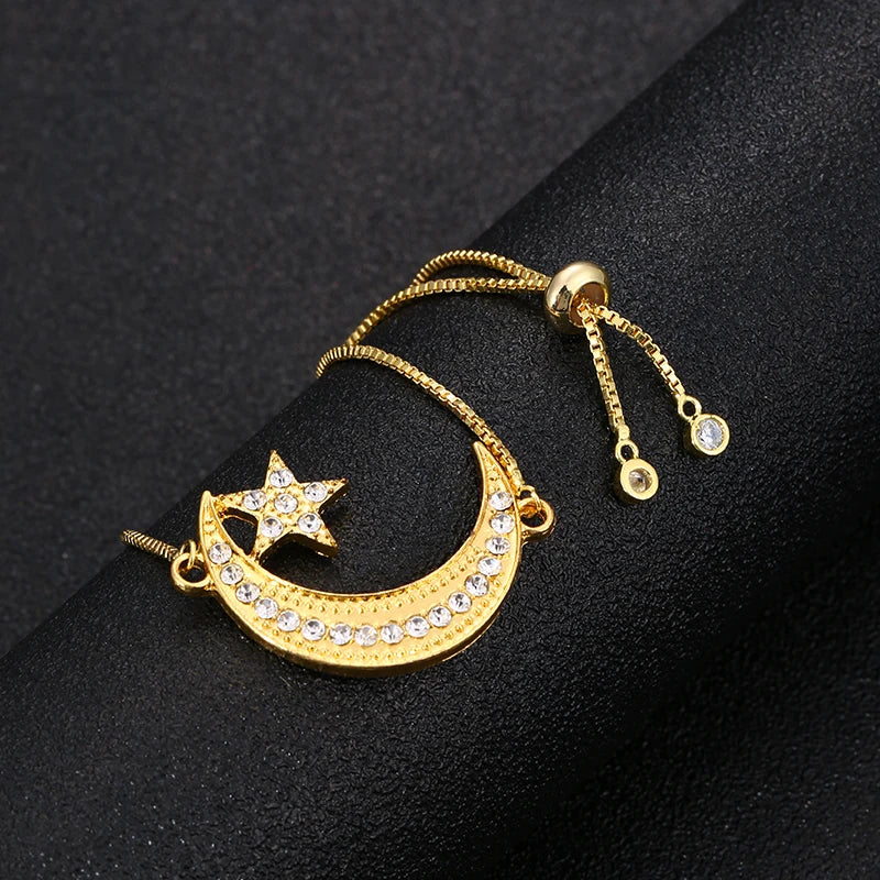 Classic popular models cute Allah Muslim religious heart bracelet for women Eid al-Fitr moon stars jewelry gifts