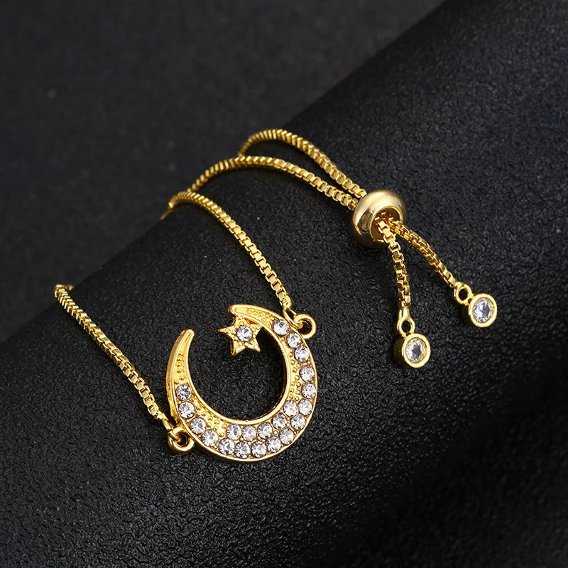 Classic popular models cute Allah Muslim religious heart bracelet for women Eid al-Fitr moon stars jewelry gifts