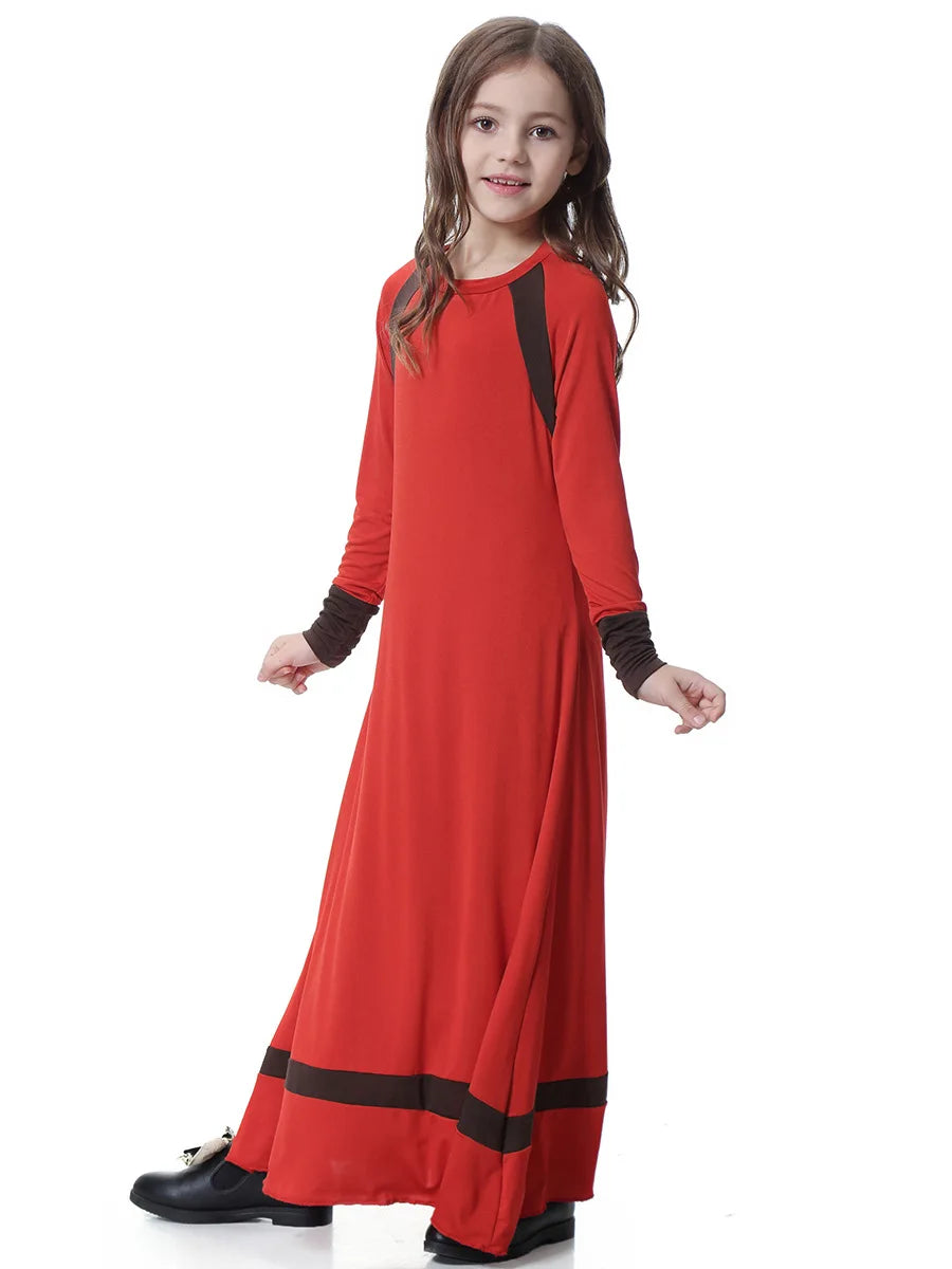 Arab Vestidos Children Girl Abaya Dubai Kaftan Long Maxi Bodycon Muslim Hijab Dress Turkish Kid's Islamic Clothing