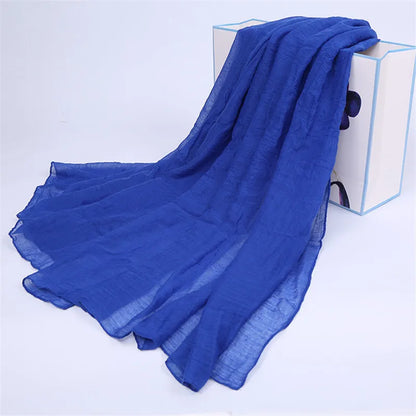 2023 Fashion Women Cotton Solid Scarf Summer Pashmina Shawls and Wraps Long Soft Female Foulard Muslim Hijab Stoles Head Scarves