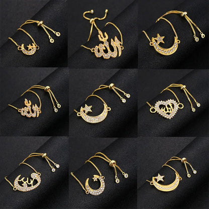 Classic popular models cute Allah Muslim religious heart bracelet for women Eid al-Fitr moon stars jewelry gifts