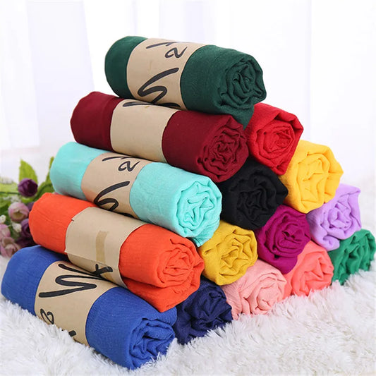 2023 Fashion Women Cotton Solid Scarf Summer Pashmina Shawls and Wraps Long Soft Female Foulard Muslim Hijab Stoles Head Scarves