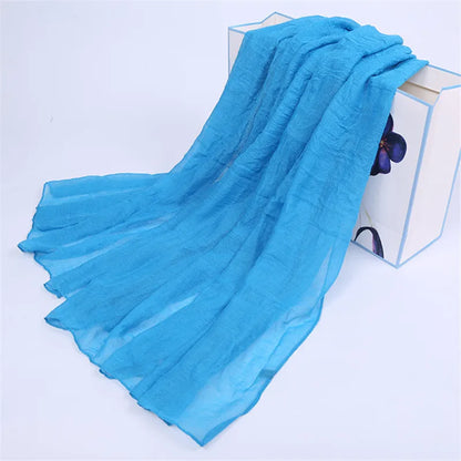 2023 Fashion Women Cotton Solid Scarf Summer Pashmina Shawls and Wraps Long Soft Female Foulard Muslim Hijab Stoles Head Scarves