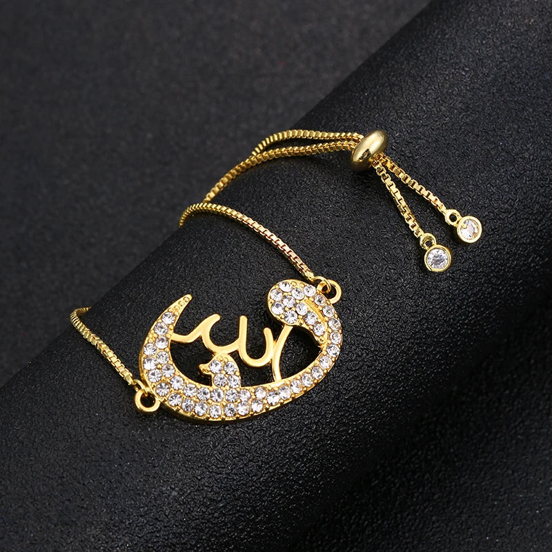 Classic popular models cute Allah Muslim religious heart bracelet for women Eid al-Fitr moon stars jewelry gifts