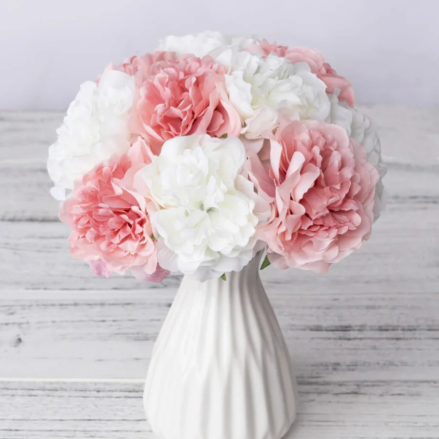 1 Bouquet 5 Heads Artificial Silk Peony Flowers High Quality Fake Flowers Hydrangea for Home Wedding Party Valentines day Decor