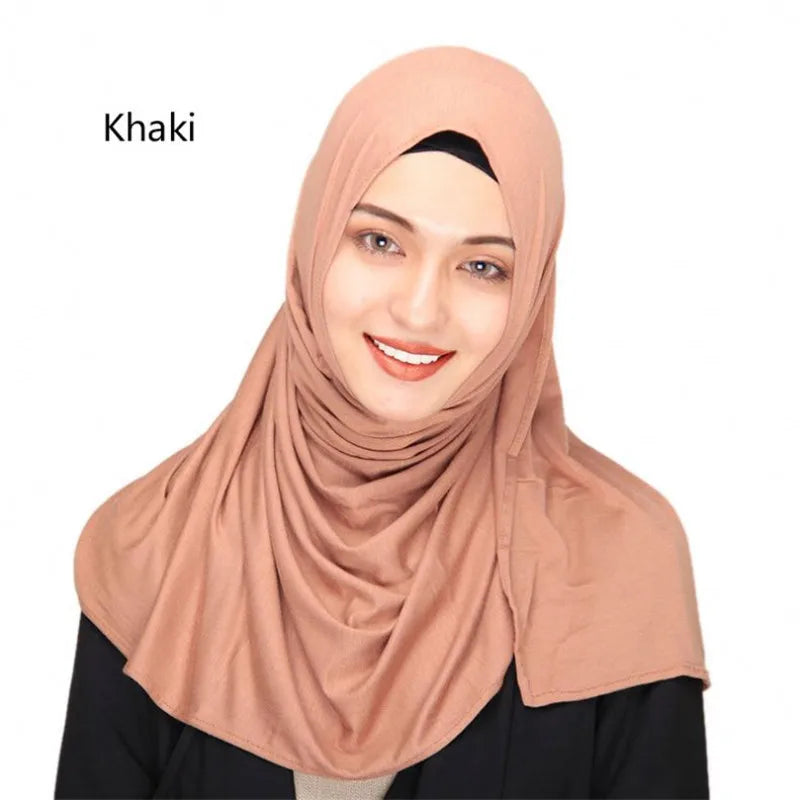 Women plain instant cotton jersey scarf Head hijab wrap solid color shawls foulard femme muslim hijabs store ready to wear