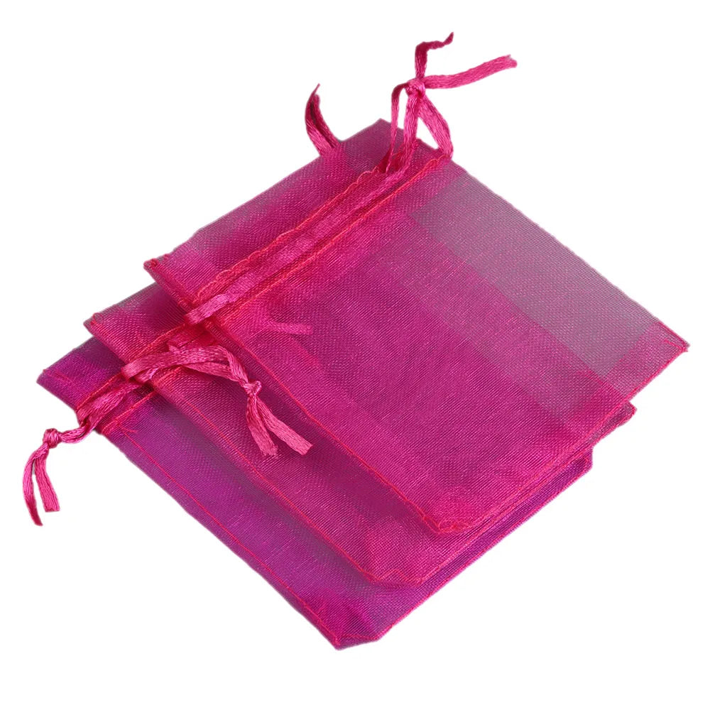 50/100pcs/lot Organza Gift Bag For Jewelry 24 Colors Drawstring Pouches For Wedding Candy Gift Bags Jewelry Packing