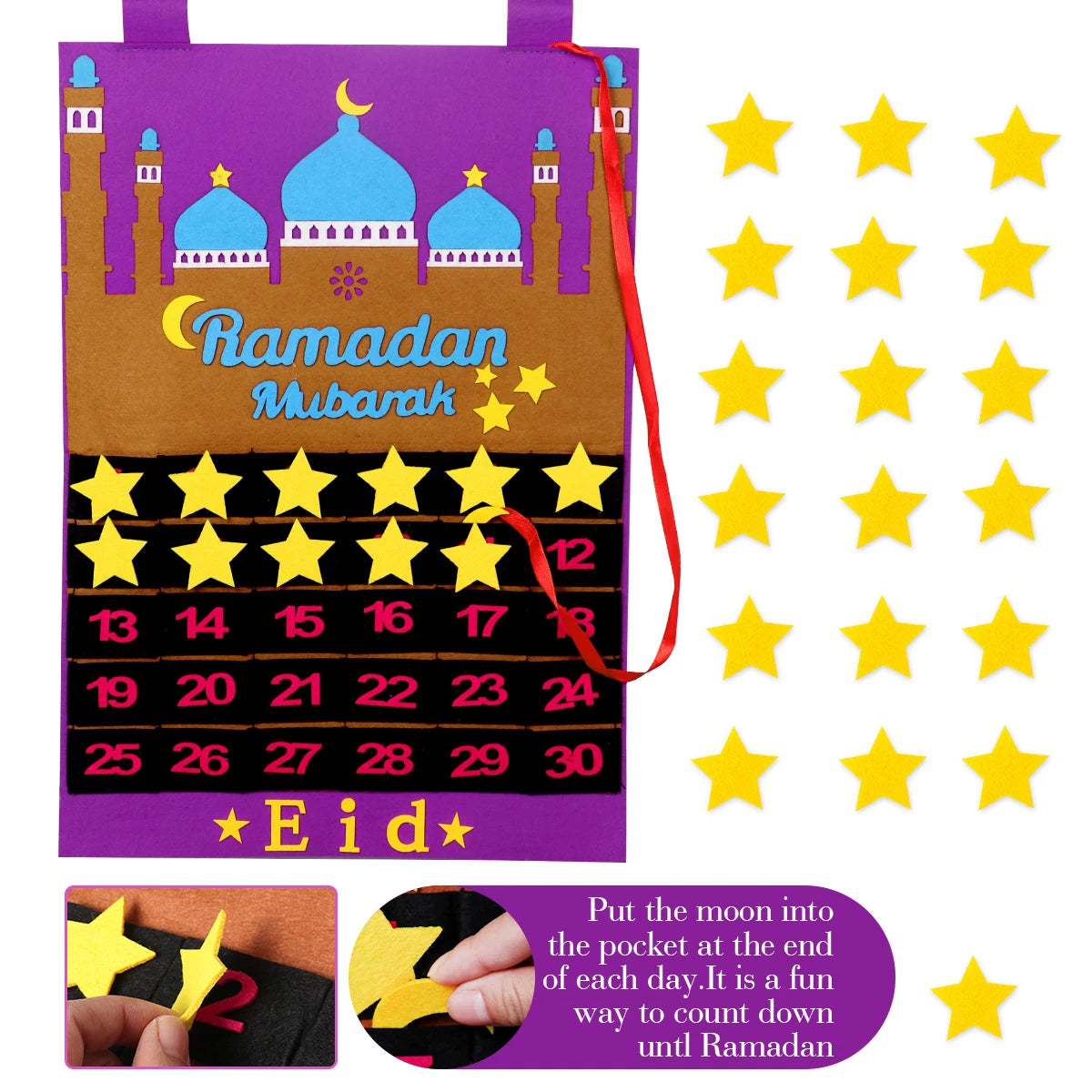 Ramadan Countdown Felt Calendar Eid Mubarak Decorations For Home Islamic Muslim Party Decor Ramadan Kareem Eid Al Adha Kid Gifts