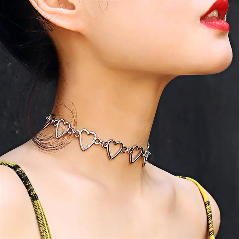 Metal Heart Neck Chains Choker