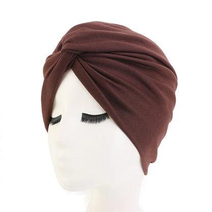 Muslim Women Elastic Cotton Turban Hat Bohemian style twist turban Chemo Beanie Cap Scarf Headwear Headwrap Hair Loss Cover