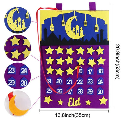 Ramadan Countdown Felt Calendar Eid Mubarak Decorations For Home Islamic Muslim Party Decor Ramadan Kareem Eid Al Adha Kid Gifts