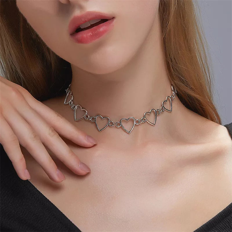 Metal Heart Neck Chains Choker