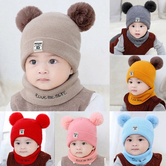 Winter Children Warm Baby Knitted Hats With Pom Pom