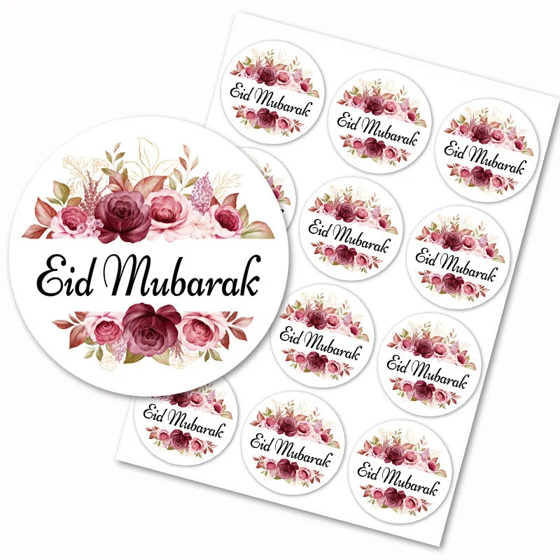 60/120Pcs Ramadan Eid Mubarak Decoration Gift Sticker Label Gift Box Seal Sticker Islamic Muslim Eid Mubarak Holiday Decorations