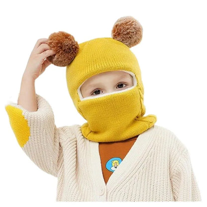 Solid Windproof Winter Child Infant Knit Hat Knitted Warm Fleece Kids Girls Earflap Caps