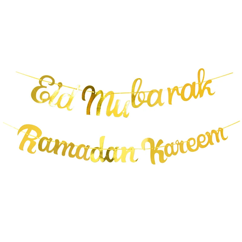 Ramadan Mubarak Decoration Metal Ring Hoop Hanging Artificial Flower Wreath DIY Muslim Islam Holiday Party Eid Mubarak Banner