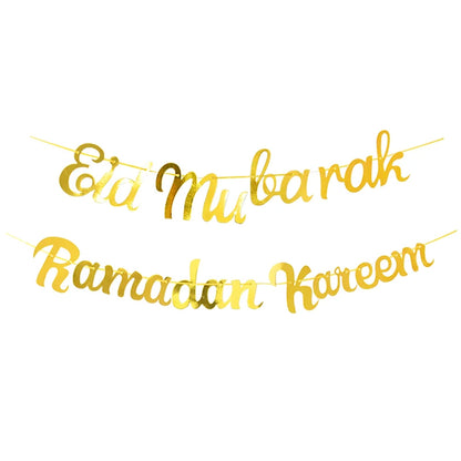 Ramadan Mubarak Decoration Metal Ring Hoop Hanging Artificial Flower Wreath DIY Muslim Islam Holiday Party Eid Mubarak Banner