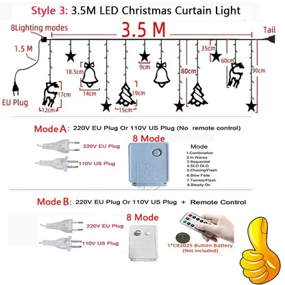 Star Moon Led Curtain Garland String Light