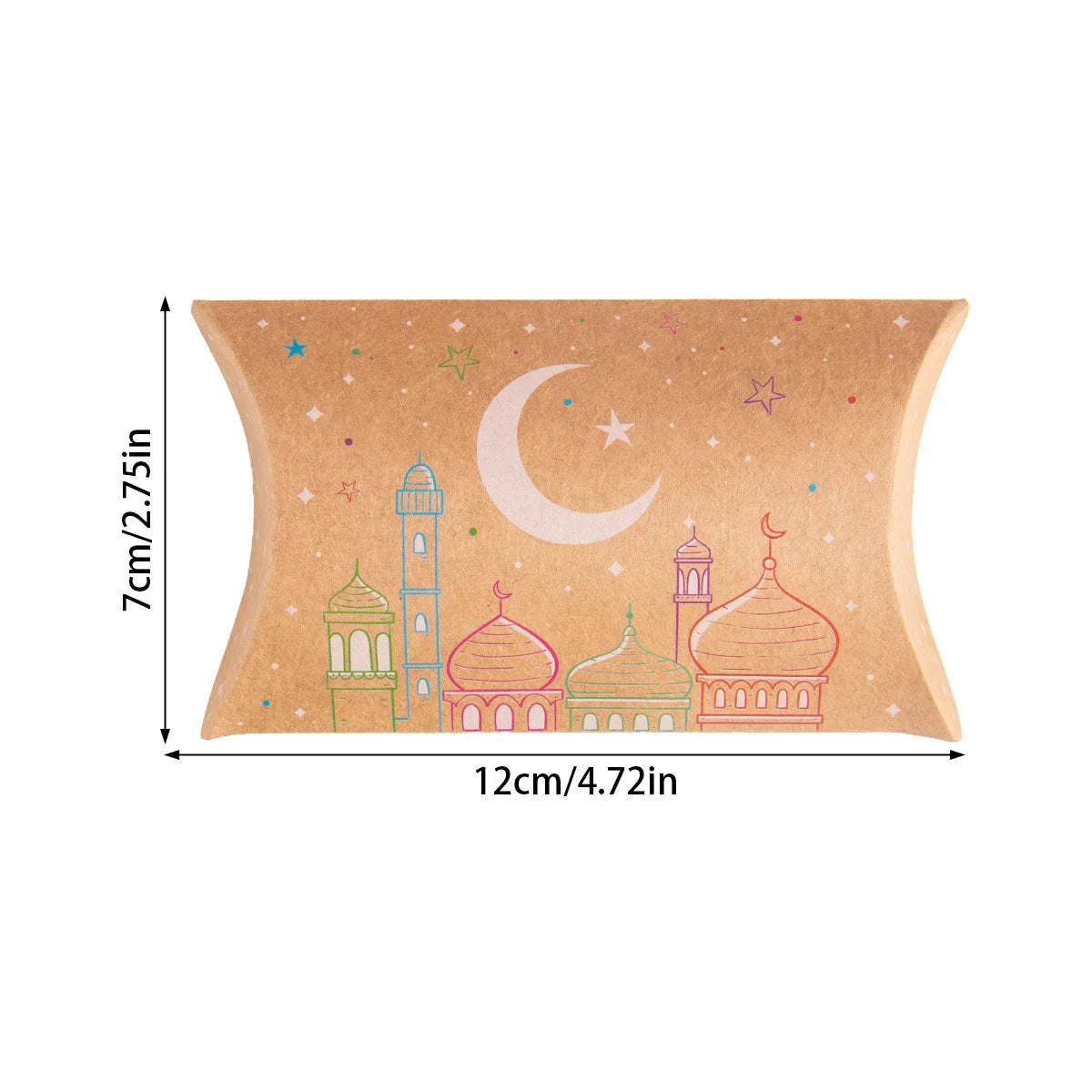 12pc Ramadan Eid Mubarak Pillow shape Gift Kraft Bag