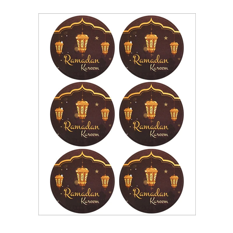 60/120pcs EID Mubarak 4cm Round Label Stickers Gift Wrapping DIY Envelope Stationery Seal Stickers Islamic Muslim Party Gifts