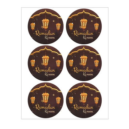 60/120pcs EID Mubarak 4cm Round Label Stickers Gift Wrapping DIY Envelope Stationery Seal Stickers Islamic Muslim Party Gifts