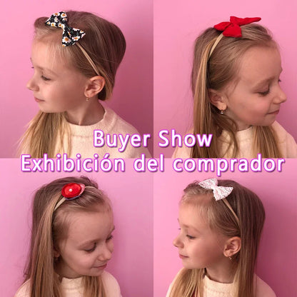 5Pcs/Set Baby Bows Lace Flower Headband