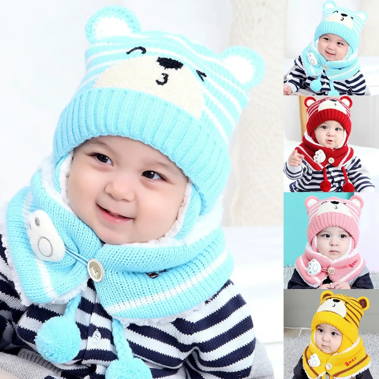 Unisex Winter Kids Stripe Knit Hat