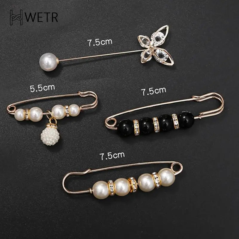 1Set Fashion Clothing Brooches Waist Adjustment for Women Pearl Lapel Pin Sweater Dress Brooch Pins Badge Buckle DIY Accessories