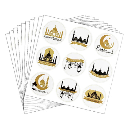 10Sheet Ramadan Stickers Eid Mubarak Decor Gift Box Lable Seal Sticker Islamic Muslim Festival Party Decoration Eid Al-fitr Gift