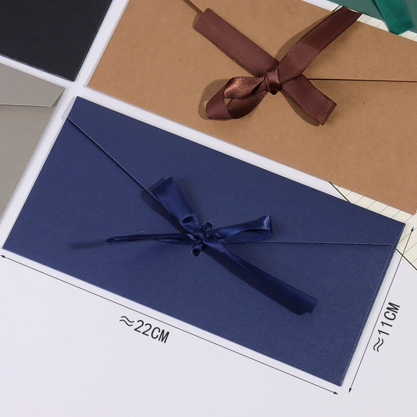 10PCS/Lot High Quality Ribbon Paper Envelopes Pearlescent Paper DIY Wedding Business Invitation Envelopes Gift Envelopes