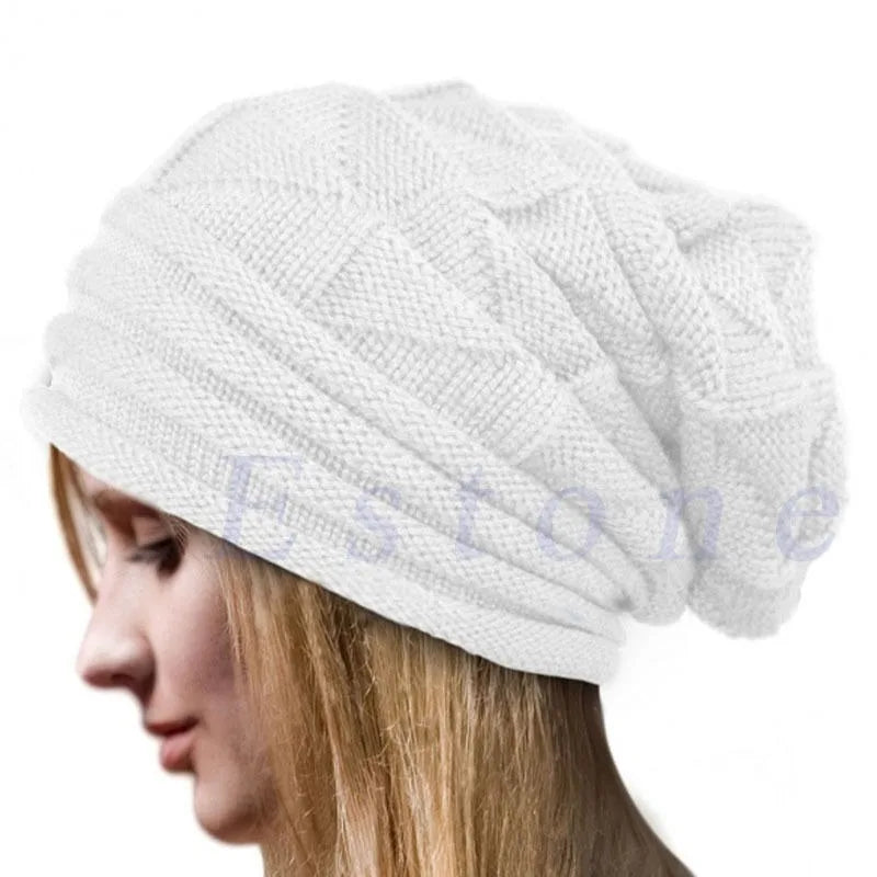 Knitted Baggy Beanie Oversized Winter Hat Ski Slouchy Cap Skullies Beanies Women Men Folding Soft Wool Warm Caps Beanies Unisex