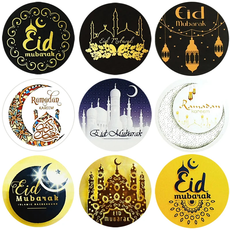 10Sheet Ramadan Stickers Eid Mubarak Decor Gift Box Lable Seal Sticker Islamic Muslim Festival Party Decoration Eid Al-fitr Gift