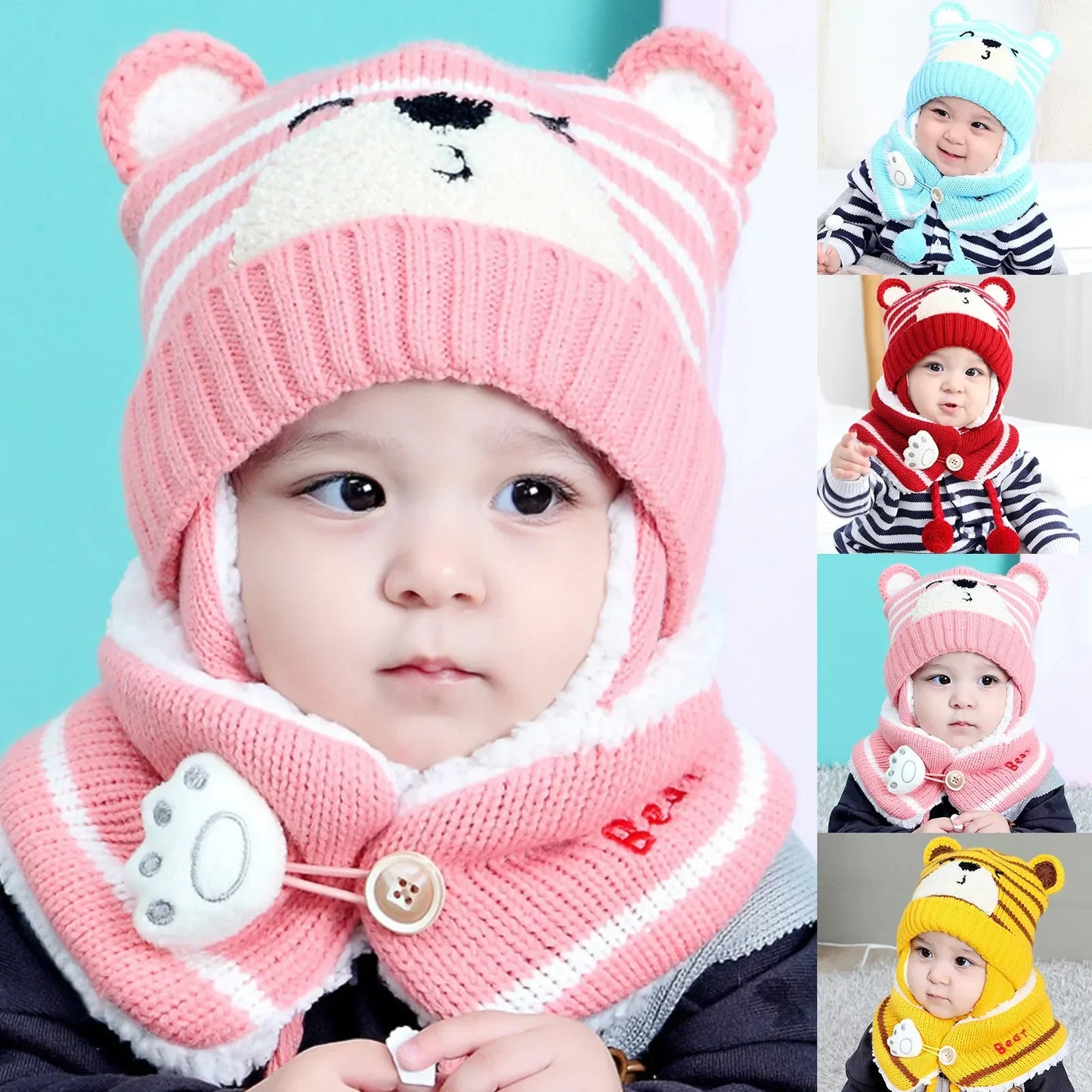 Unisex Winter Kids Stripe Knit Hat