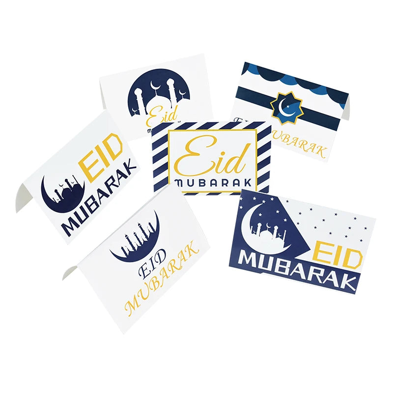 18Pcs Eid Mubarak Greeting Cards with Envelopes Sealing Stickers Eid Ramadan Note Cards Greetings Cards Muslim Party Supplies