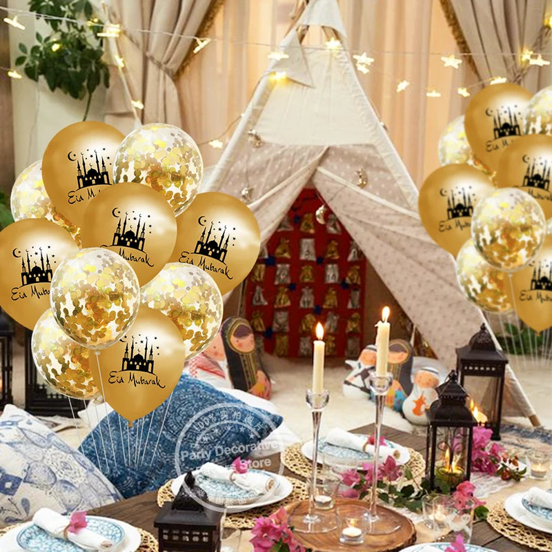 Eid Mubarak Latex Balloons Ramadan Decoration For Home Islamic Muslim Festival Party Supply 2024 Ramadan Kareem Baloon Eid Gifts