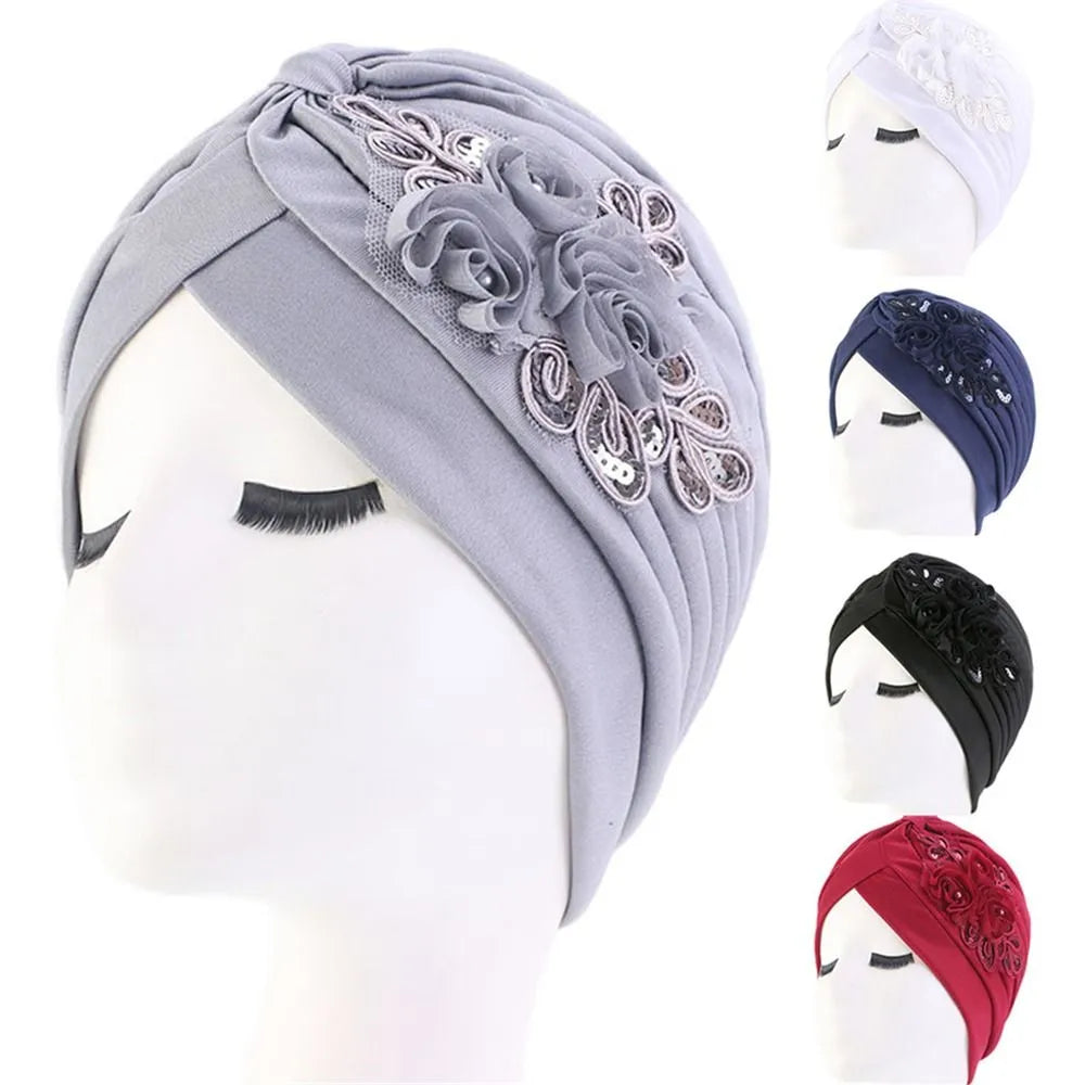 Women Shine Silver Gold Knot Twist Turban Headbands Cap Autumn Winter Warm Headwear Casual Streetwear Female Muslim Indian Hats